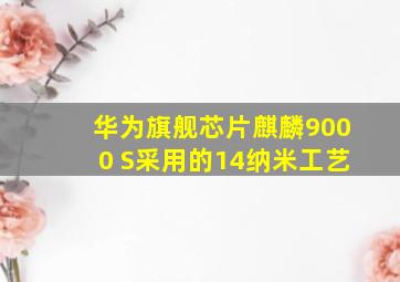 华为旗舰芯片麒麟9000 S采用的14纳米工艺